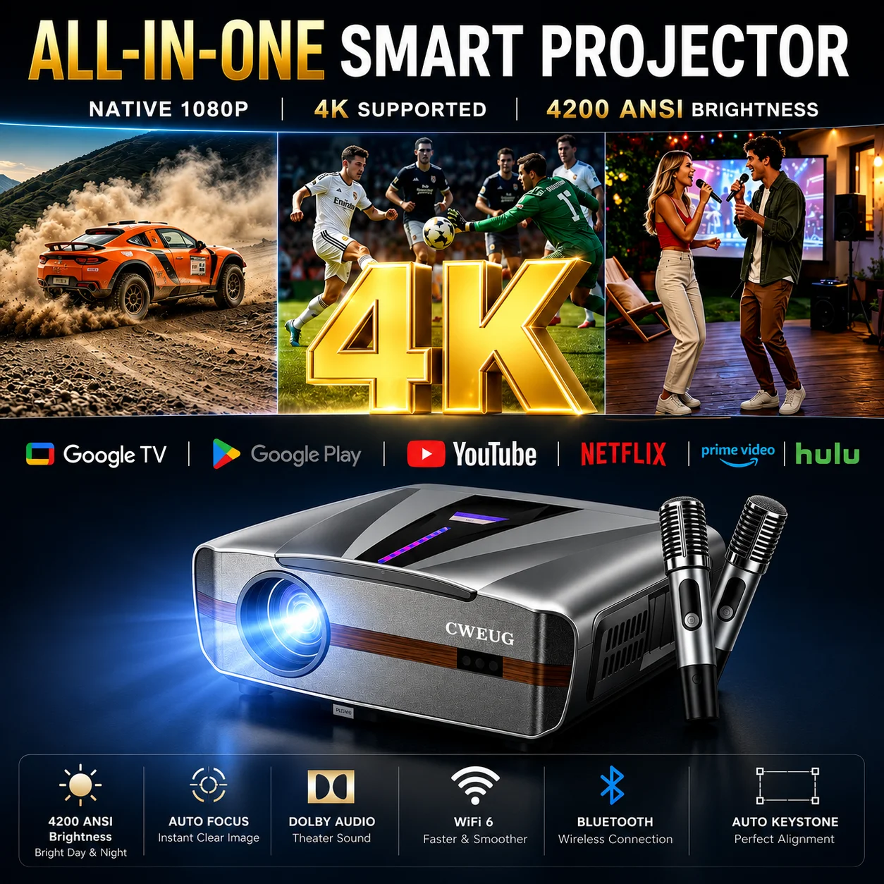 Home Cinema Experience - New 4K E9 UHD Projector Smart