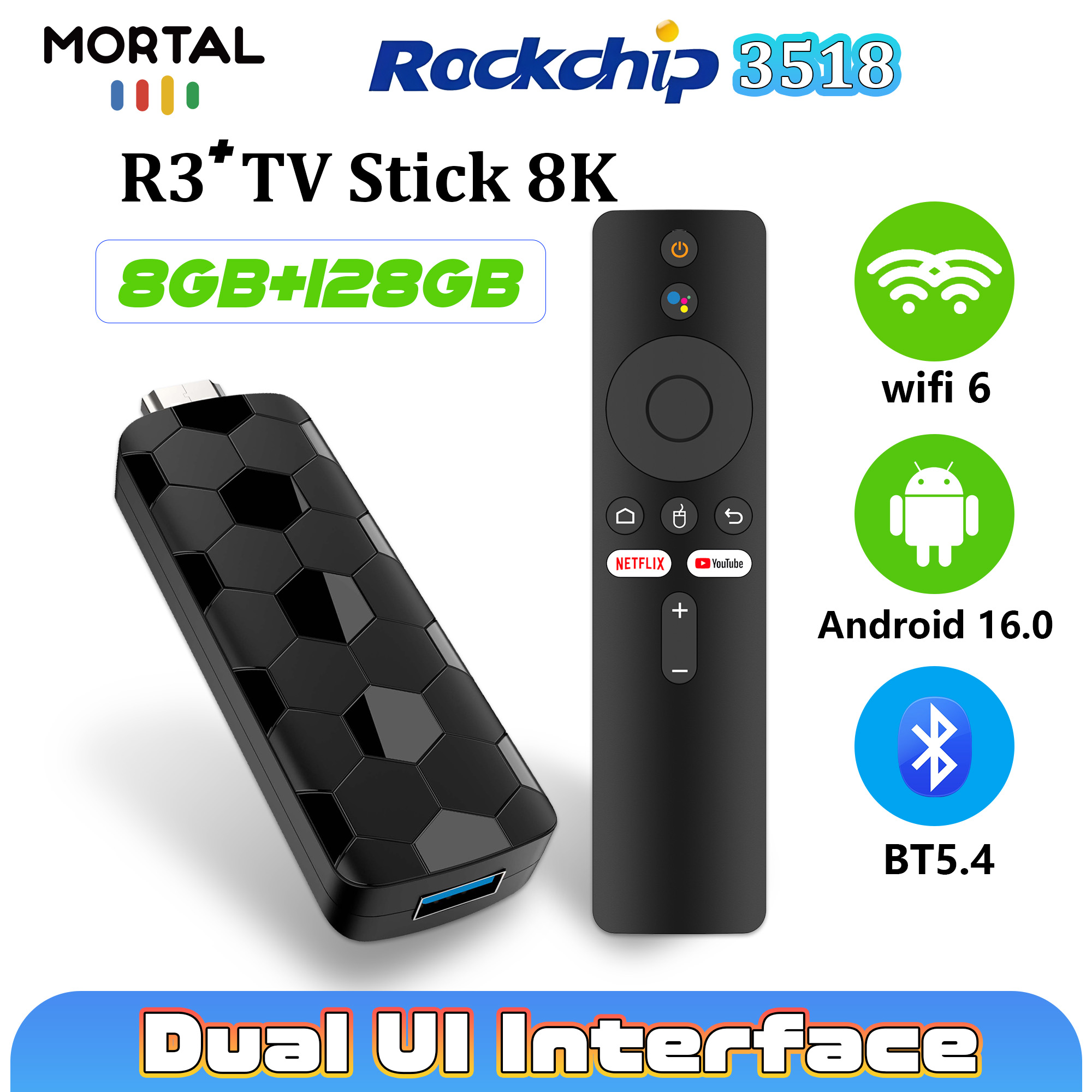 Mortal R3+ TV Stick Android 16 - đánh giá và giá Home Cinema Youtube
