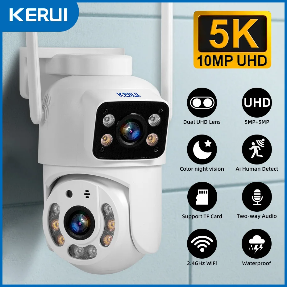 KERUI Dual Lens HD 10MP 5K PTZ - đánh giá và giá Home Cinema Outdoor